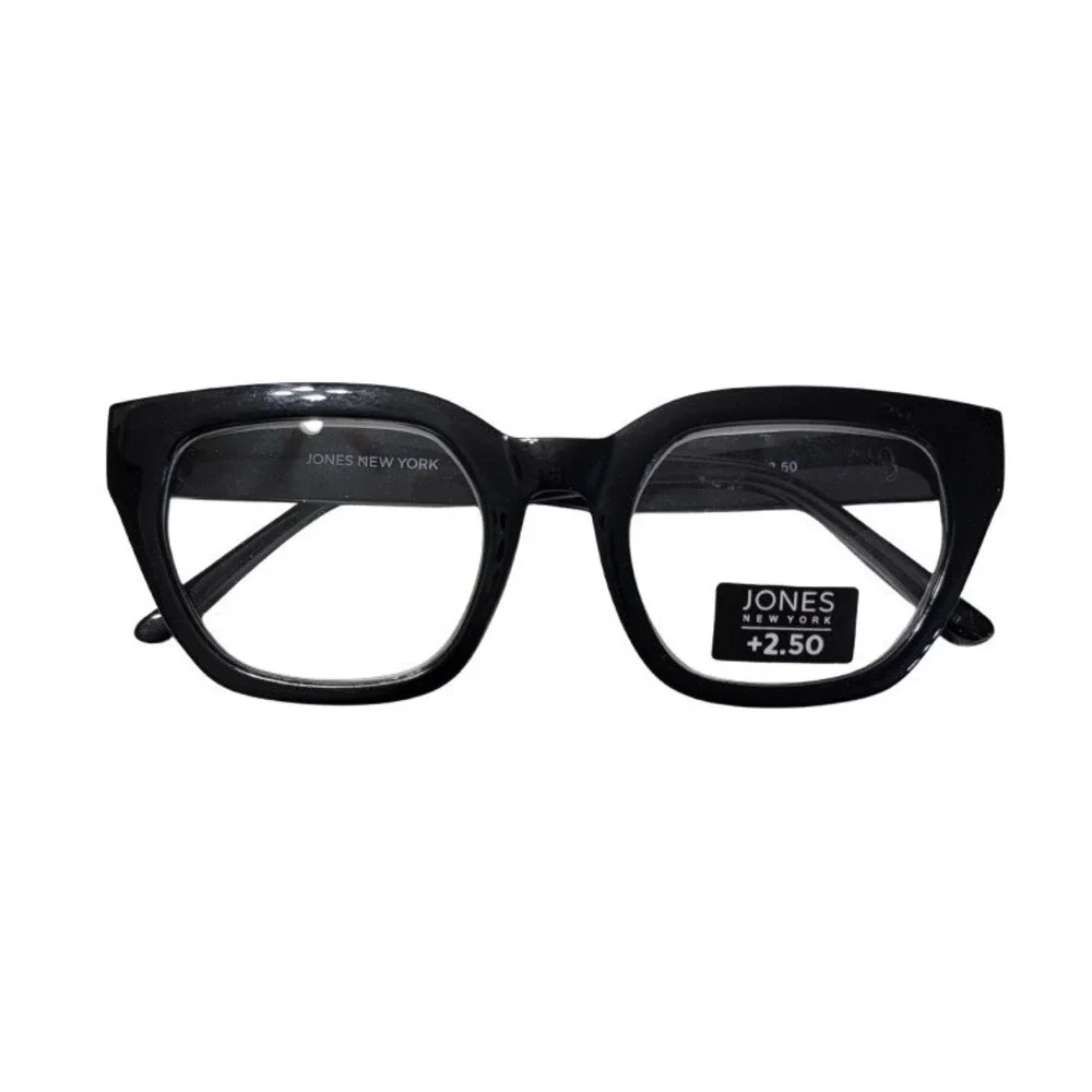 NWT Jones NY 2.5 Black Geometric Reading Nerd Glass Readers 120594